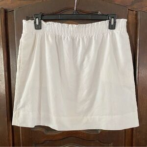 J Crew off white linen cotton mini skirt w paper bag waist and side pockets 14